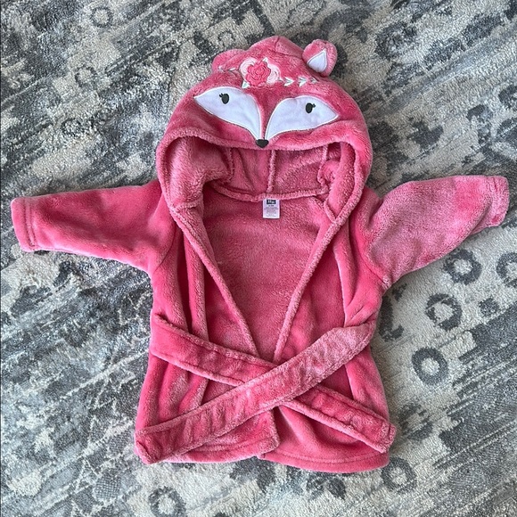 Pajamas | 5for1 Pink Fox Baby Bath Robe Woodland Animals 09m | Poshmark